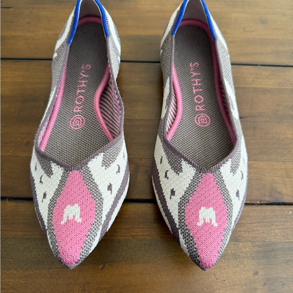 Rothy’s The Point • Pink Cat Print • Rare • Size 9